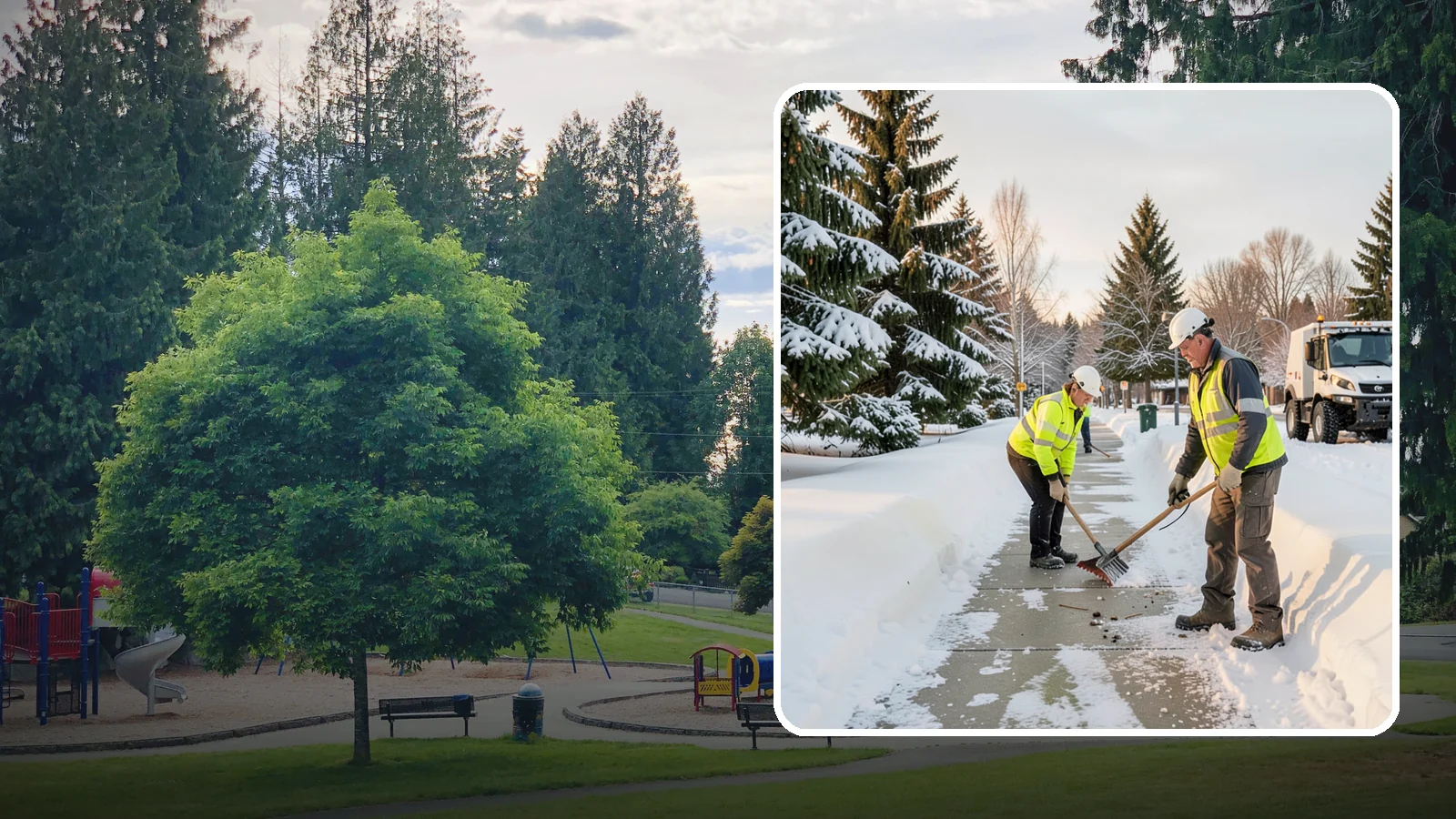 Bank Sidewalk Clearing in Bonney Lake, Pierce County, WA - Branch-entrance sidewalk clearing for Western Washington banks, keeping lobby approaches and ATM vestibule walks safe for...