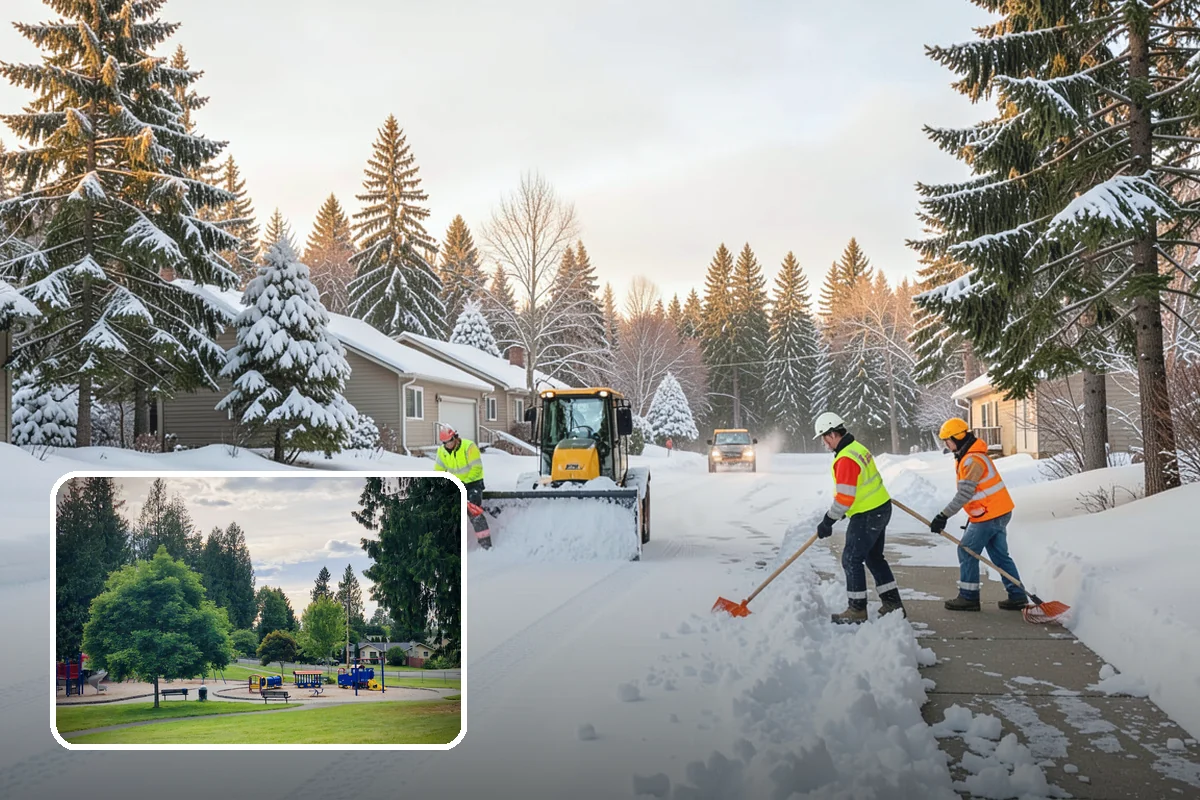 Bank Sidewalk Clearing in Bonney Lake, Pierce County, WA - Lobby and ATM approaches cleared for every customer