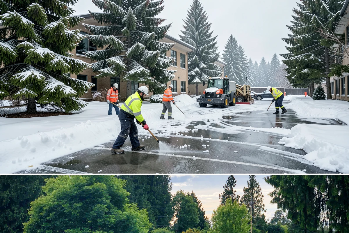 Bank Sidewalk Clearing in Bonney Lake, Pierce County, WA - Bank sidewalk risk peaks from December through February, when frost glazes smooth branch entrances before customers arrive.