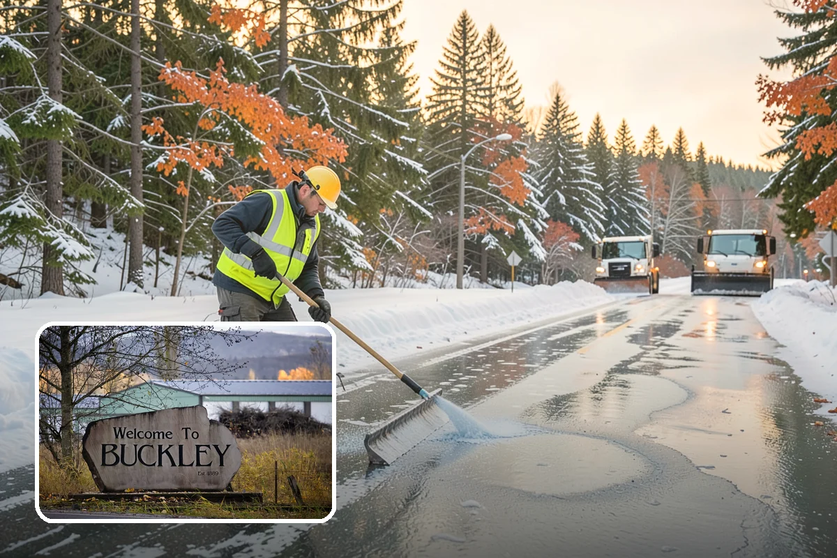 Bank Sidewalk Clearing in Buckley, Pierce County, WA - Lobby and ATM approaches cleared for every customer
