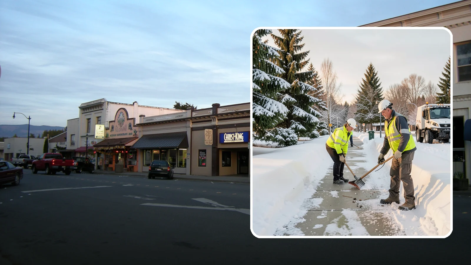 Bank Sidewalk Clearing in Burlington, Skagit County, WA - Branch-entrance sidewalk clearing for Western Washington banks, keeping lobby approaches and ATM vestibule walks safe for...