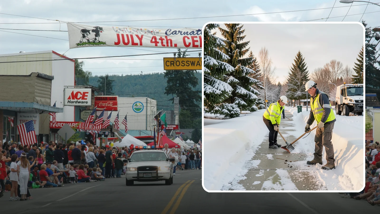 Bank Sidewalk Clearing in Carnation, King County, WA - Branch-entrance sidewalk clearing for Western Washington banks, keeping lobby approaches and ATM vestibule walks safe for...