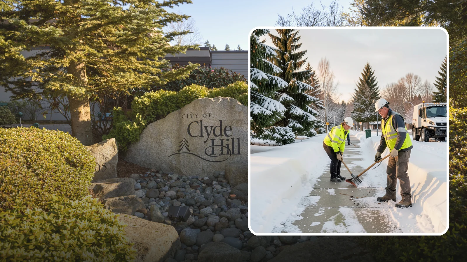 Bank Sidewalk Clearing in Clyde Hill, King County, WA - Branch-entrance sidewalk clearing for Western Washington banks, keeping lobby approaches and ATM vestibule walks safe for...
