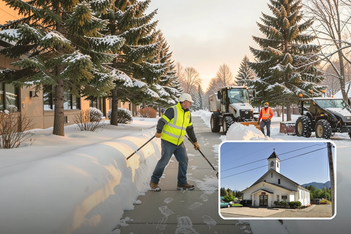 Bank Sidewalk Clearing in Concrete, Skagit County, WA - Lobby and ATM approaches cleared for every customer