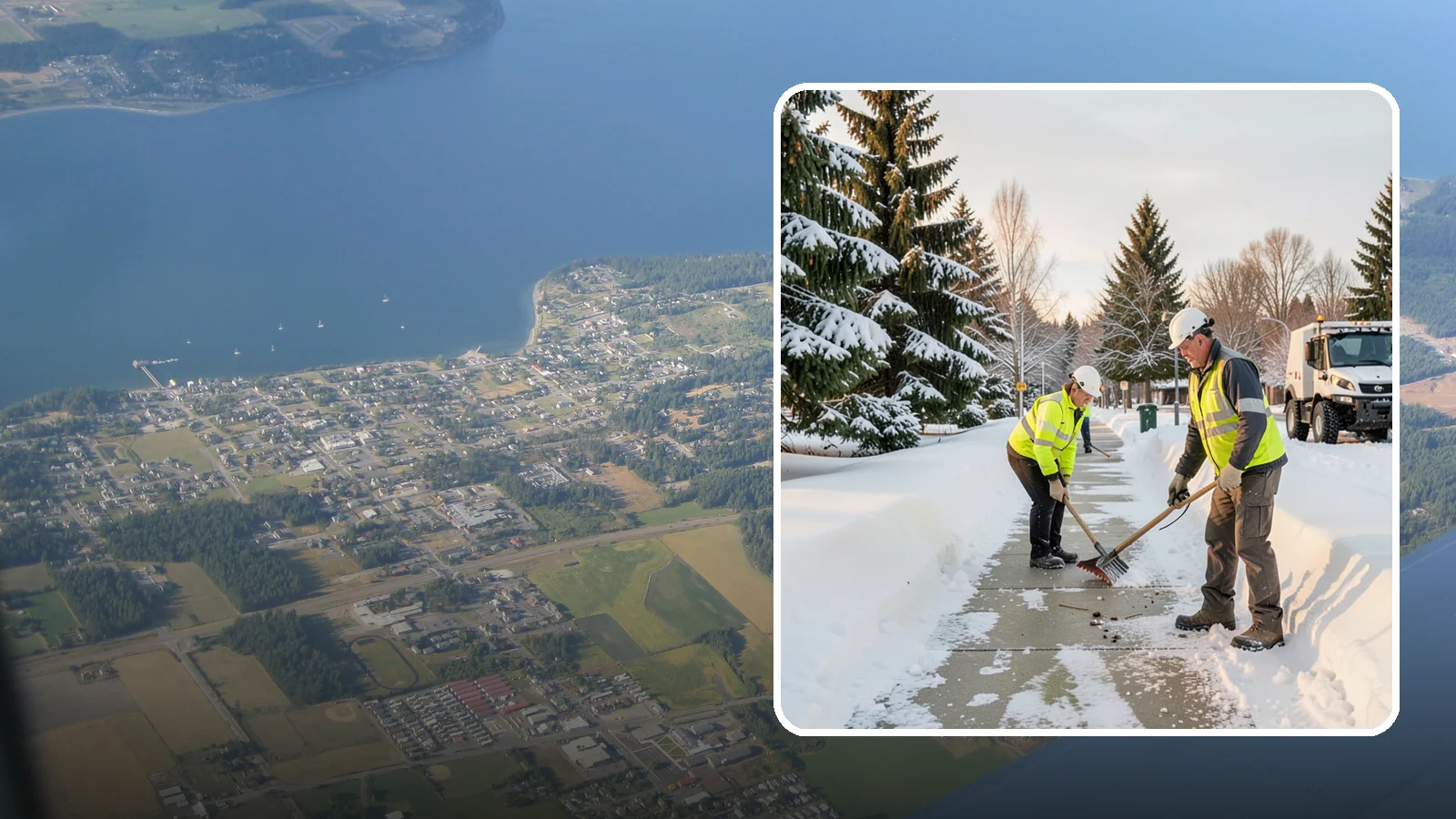 Bank Sidewalk Clearing in Coupeville, Island County, WA - Branch-entrance sidewalk clearing for Western Washington banks, keeping lobby approaches and ATM vestibule walks safe for...