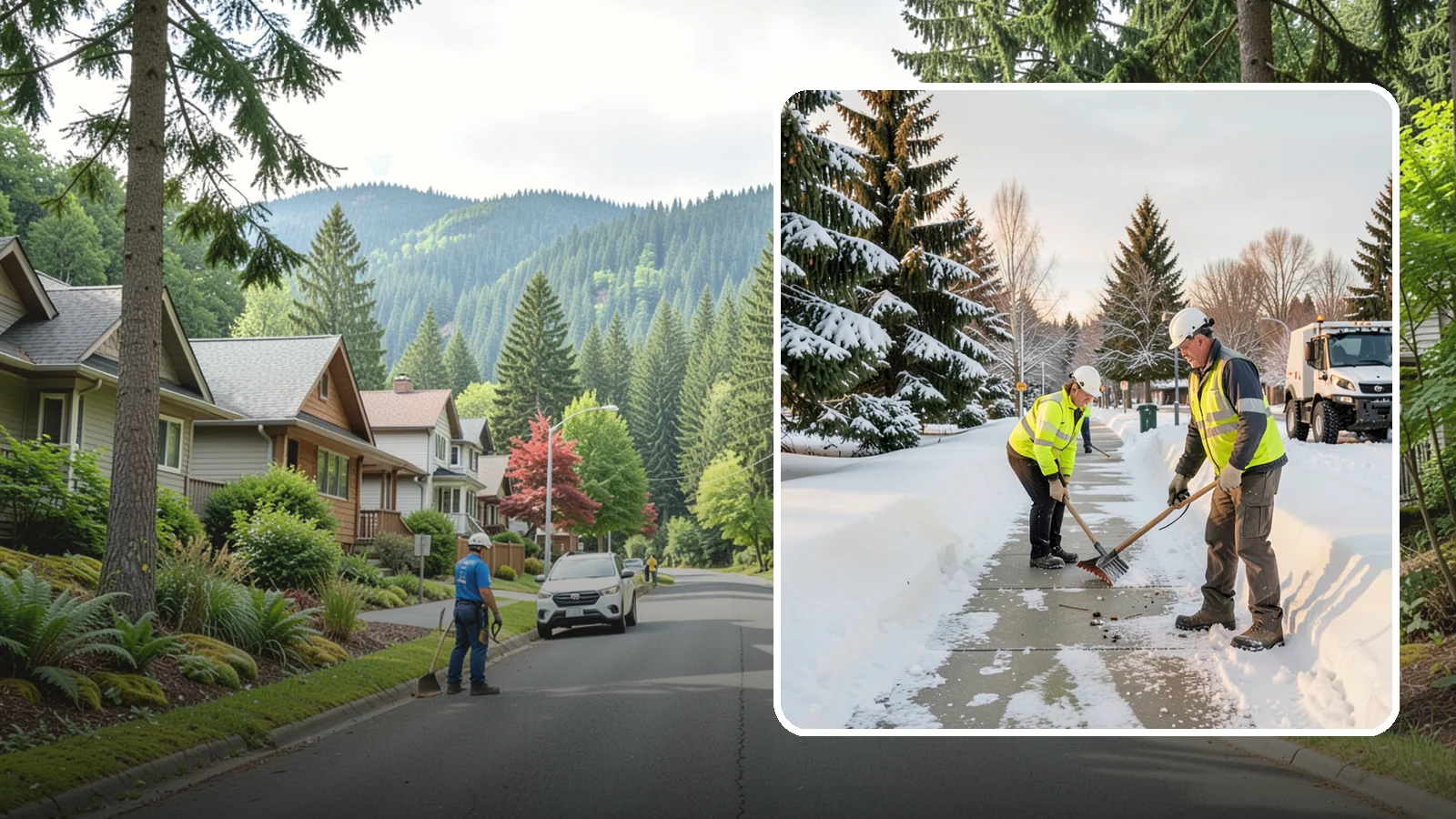 Bank Sidewalk Clearing in Darrington, Snohomish County, WA - Branch-entrance sidewalk clearing for Western Washington banks, keeping lobby approaches and ATM vestibule walks safe for...