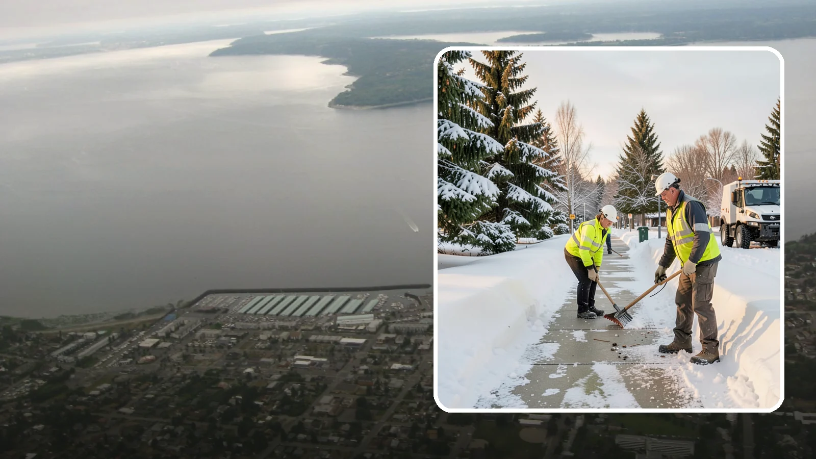 Bank Sidewalk Clearing in Des Moines, King County, WA - Branch-entrance sidewalk clearing for Western Washington banks, keeping lobby approaches and ATM vestibule walks safe for...