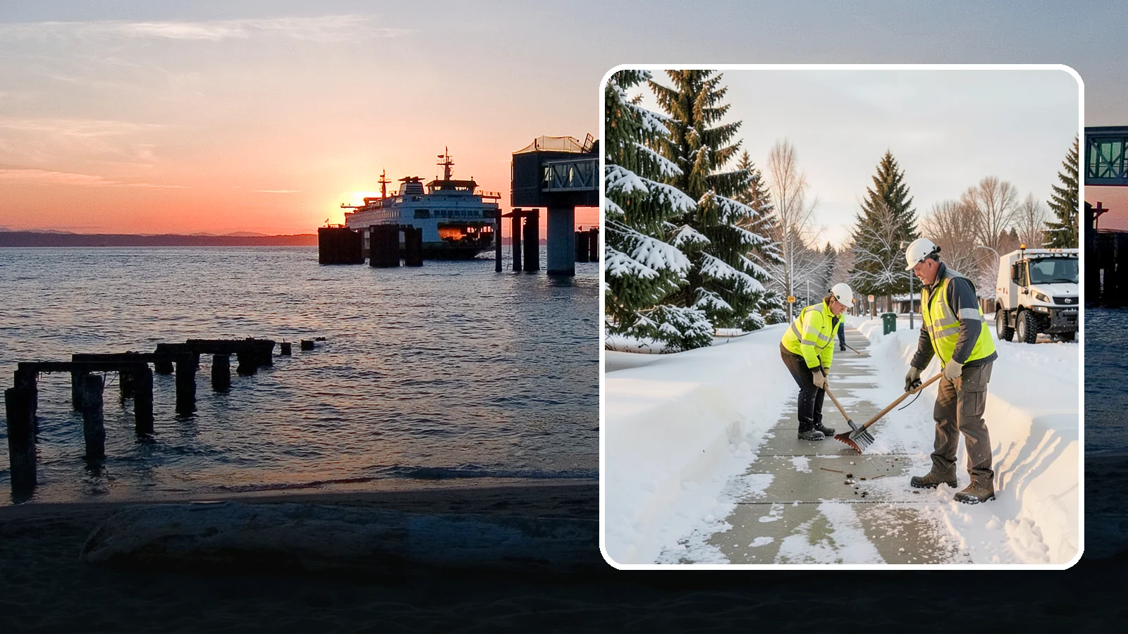 Bank Sidewalk Clearing in Edmonds, Snohomish County, WA - Branch-entrance sidewalk clearing for Western Washington banks, keeping lobby approaches and ATM vestibule walks safe for...