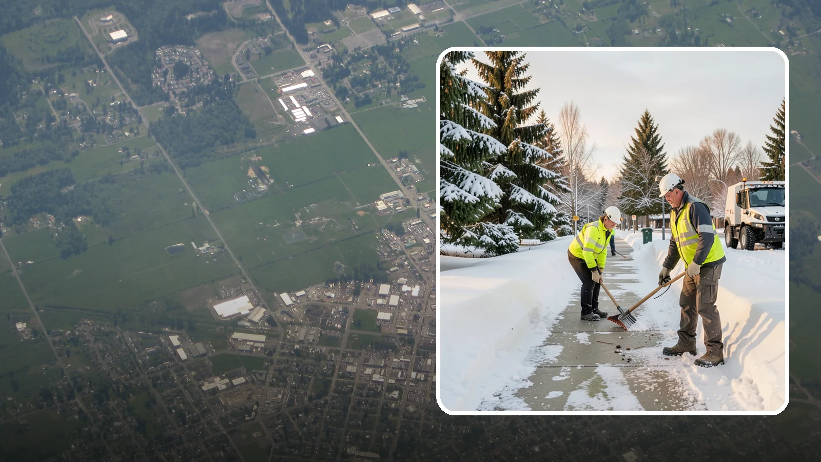 Bank Sidewalk Clearing in Enumclaw, King County, WA - Branch-entrance sidewalk clearing for Western Washington banks, keeping lobby approaches and ATM vestibule walks safe for...