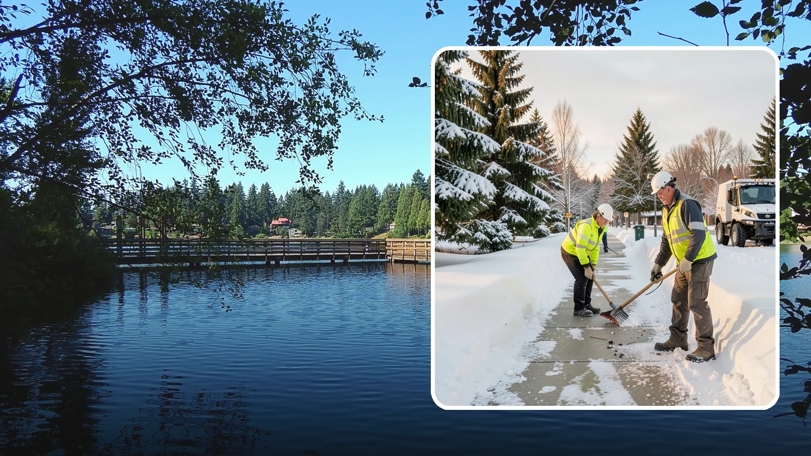 Bank Sidewalk Clearing in Federal Way, King County, WA - Branch-entrance sidewalk clearing for Western Washington banks, keeping lobby approaches and ATM vestibule walks safe for...