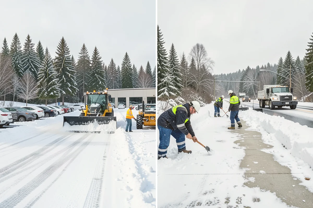 Bank Sidewalk Clearing in Fife, Pierce County, WA - Clear the lobby entrance and walk before the branch opens