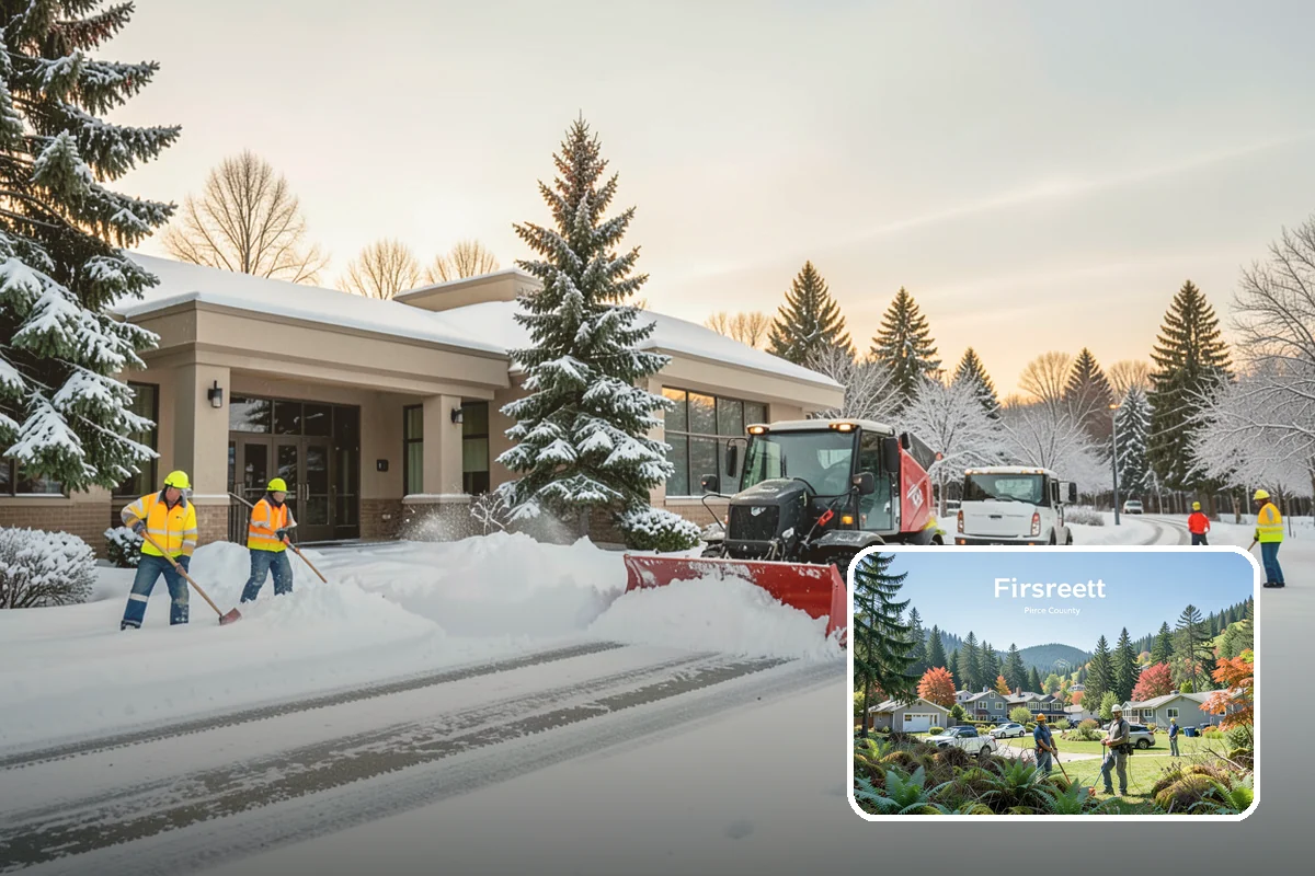 Bank Sidewalk Clearing in Fircrest, Pierce County, WA - Lobby and ATM approaches cleared for every customer