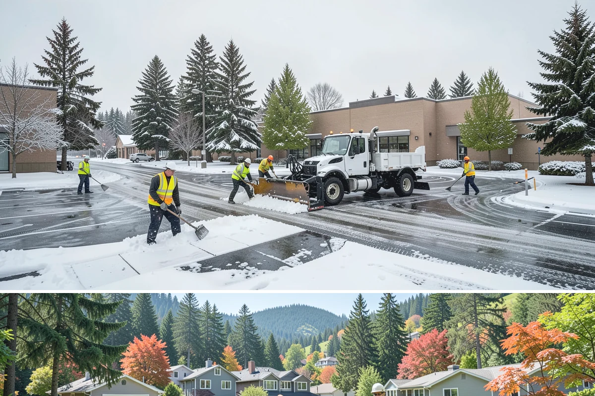 Bank Sidewalk Clearing in Fircrest, Pierce County, WA - Bank sidewalk risk peaks from December through February, when frost glazes smooth branch entrances before customers arrive.