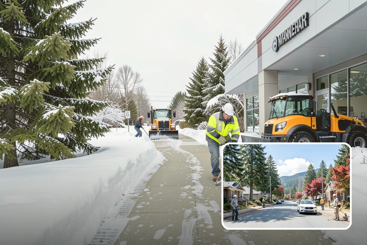 Bank Sidewalk Clearing in Hunts Point, King County, WA - Lobby and ATM approaches cleared for every customer