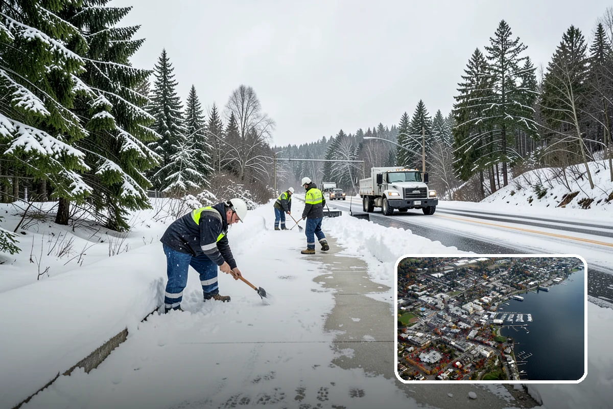 Bank Sidewalk Clearing in Kirkland, King County, WA - Lobby and ATM approaches cleared for every customer