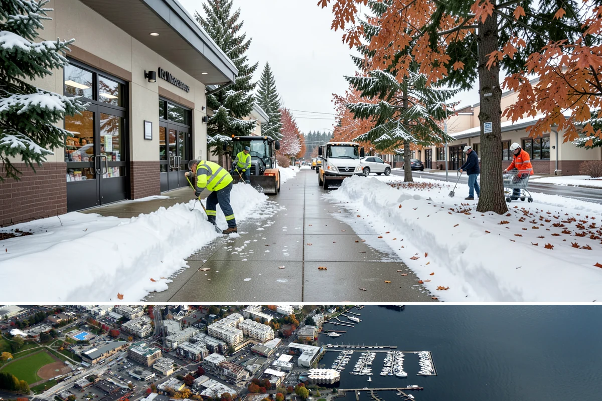 Bank Sidewalk Clearing in Kirkland, King County, WA - Bank sidewalk risk peaks from December through February, when frost glazes smooth branch entrances before customers arrive.