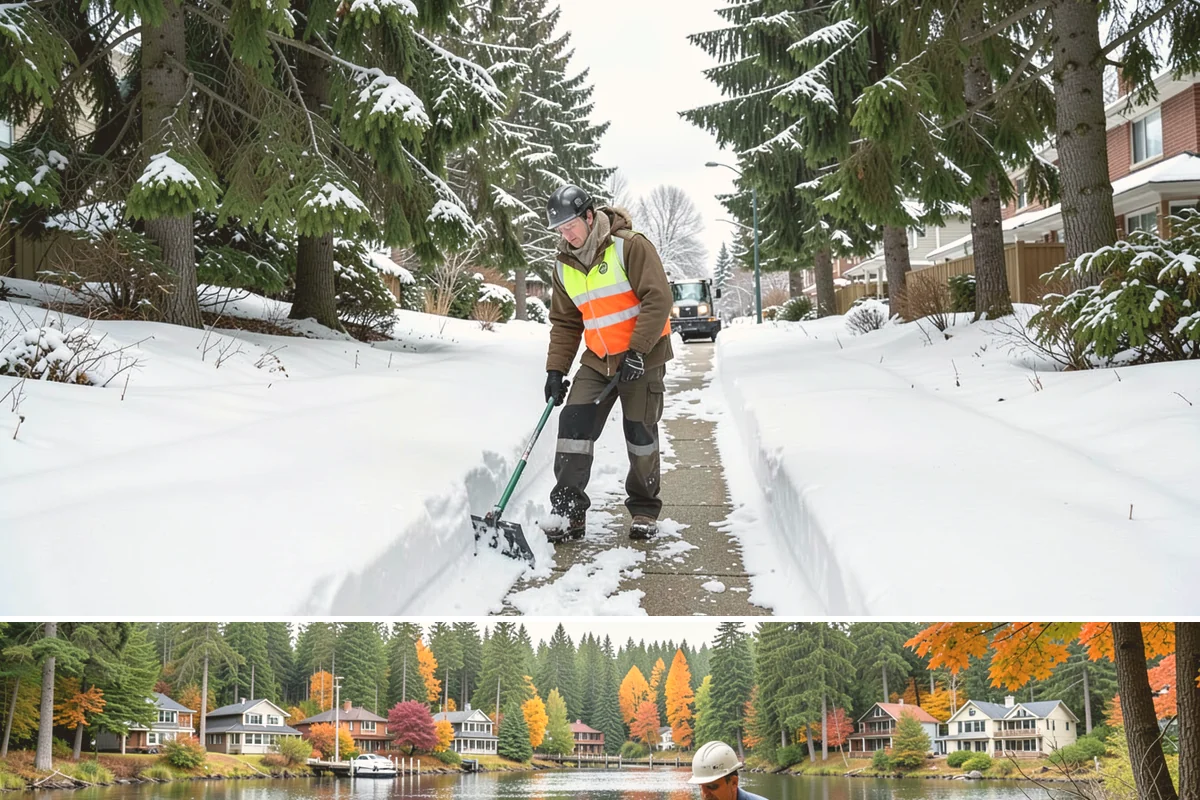 Bank Sidewalk Clearing in La Conner, Skagit County, WA - Bank sidewalk risk peaks from December through February, when frost glazes smooth branch entrances before customers arrive.