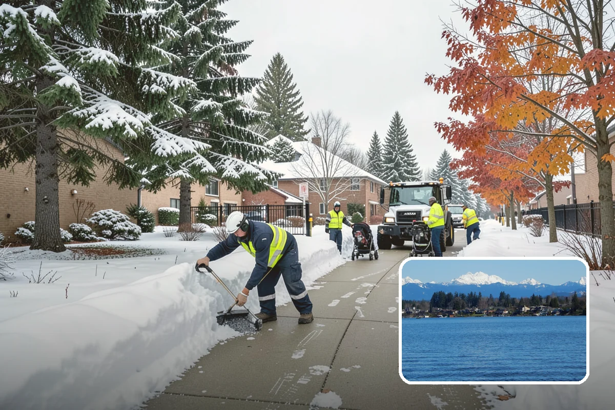 Bank Sidewalk Clearing in Lake Stevens, Snohomish County, WA - Lobby and ATM approaches cleared for every customer