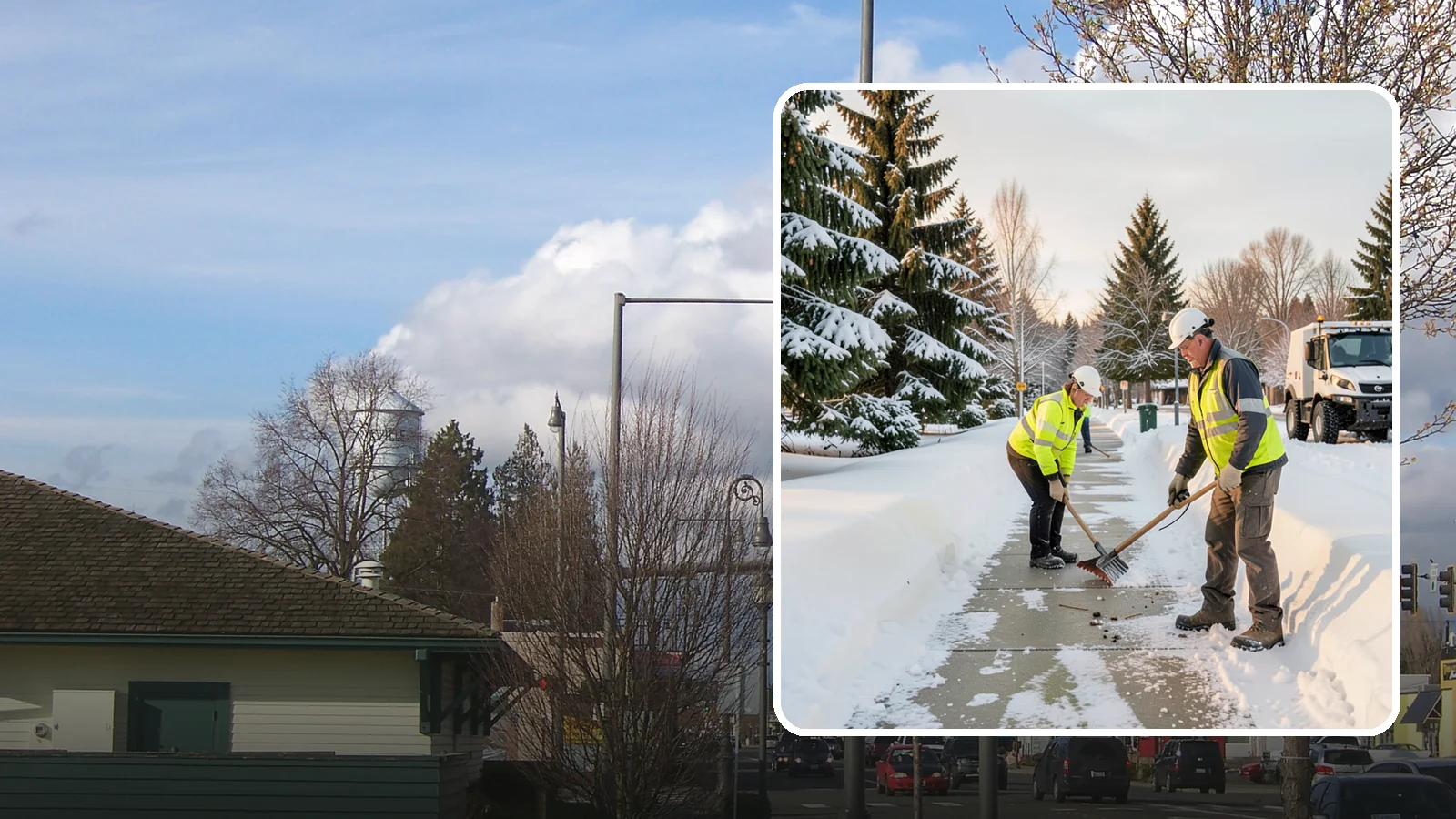 Bank Sidewalk Clearing in Marysville, Snohomish County, WA - Branch-entrance sidewalk clearing for Western Washington banks, keeping lobby approaches and ATM vestibule walks safe for...