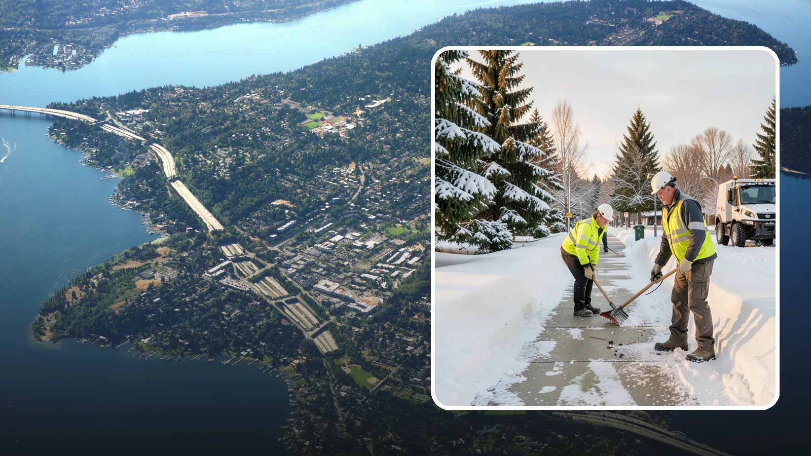 Bank Sidewalk Clearing in Mercer Island, King County, WA - Branch-entrance sidewalk clearing for Western Washington banks, keeping lobby approaches and ATM vestibule walks safe for...