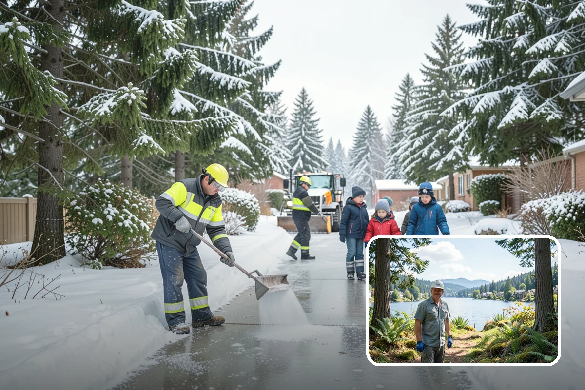 Bank Sidewalk Clearing in Milton, King County, WA - Lobby and ATM approaches cleared for every customer