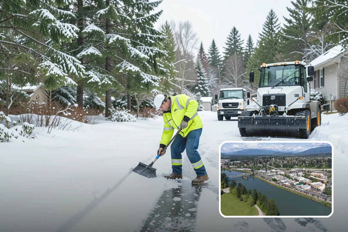 Bank Sidewalk Clearing in Mount Vernon, Skagit County, WA - Lobby and ATM approaches cleared for every customer