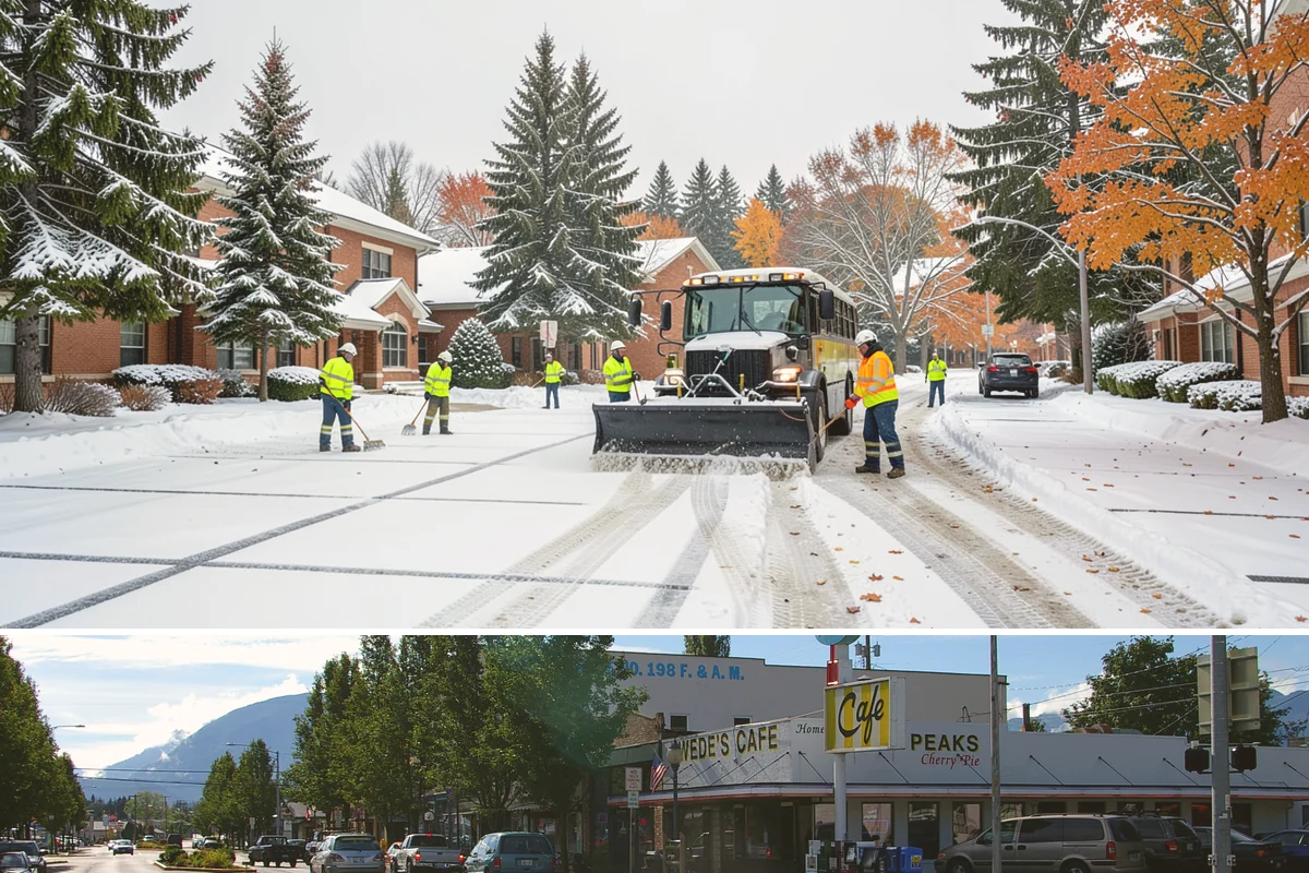 Bank Sidewalk Clearing in North Bend, King County, WA - Bank sidewalk risk peaks from December through February, when frost glazes smooth branch entrances before customers arrive.