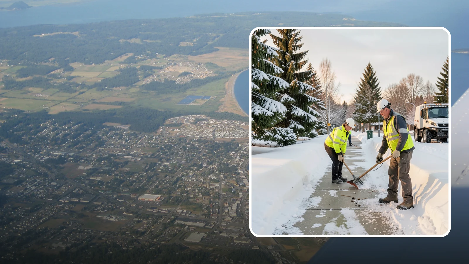 Bank Sidewalk Clearing in Oak Harbor, Island County, WA - Branch-entrance sidewalk clearing for Western Washington banks, keeping lobby approaches and ATM vestibule walks safe for...