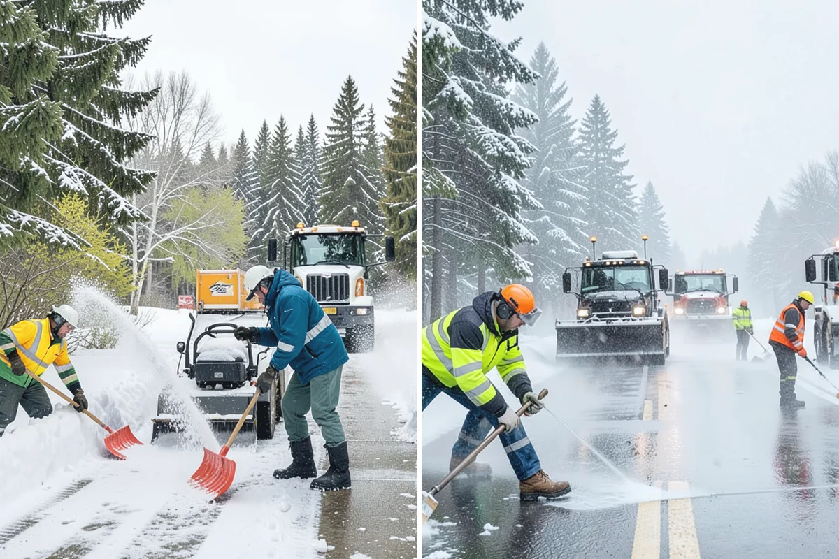 Bank Sidewalk Clearing in Redmond, King County, WA - Clear the lobby entrance and walk before the branch opens