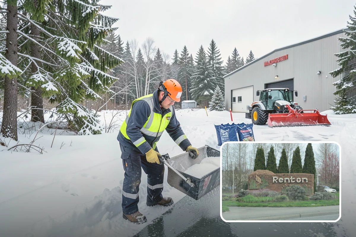 Bank Sidewalk Clearing in Renton, King County, WA - Lobby and ATM approaches cleared for every customer