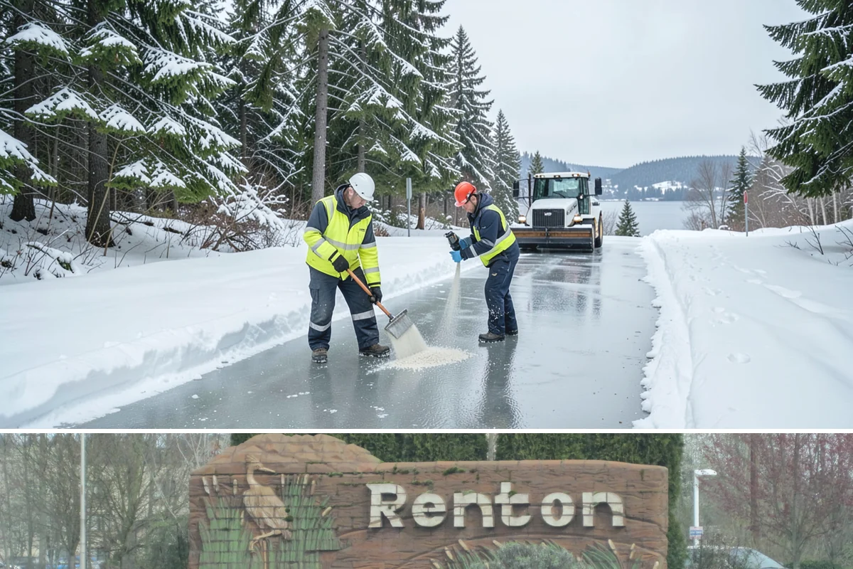 Bank Sidewalk Clearing in Renton, King County, WA - Bank sidewalk risk peaks from December through February, when frost glazes smooth branch entrances before customers arrive.
