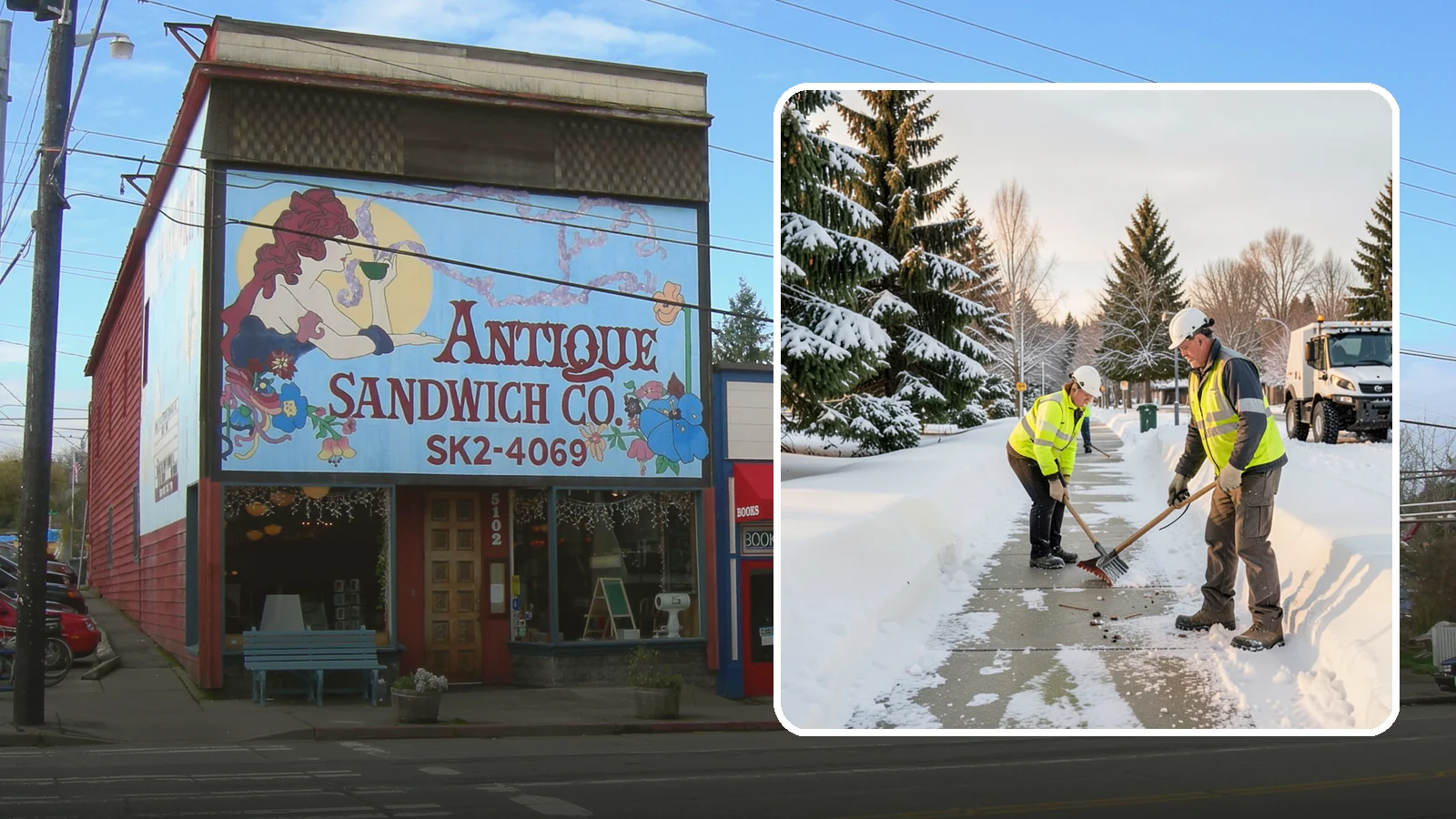 Bank Sidewalk Clearing in Ruston, Pierce County, WA - Branch-entrance sidewalk clearing for Western Washington banks, keeping lobby approaches and ATM vestibule walks safe for...