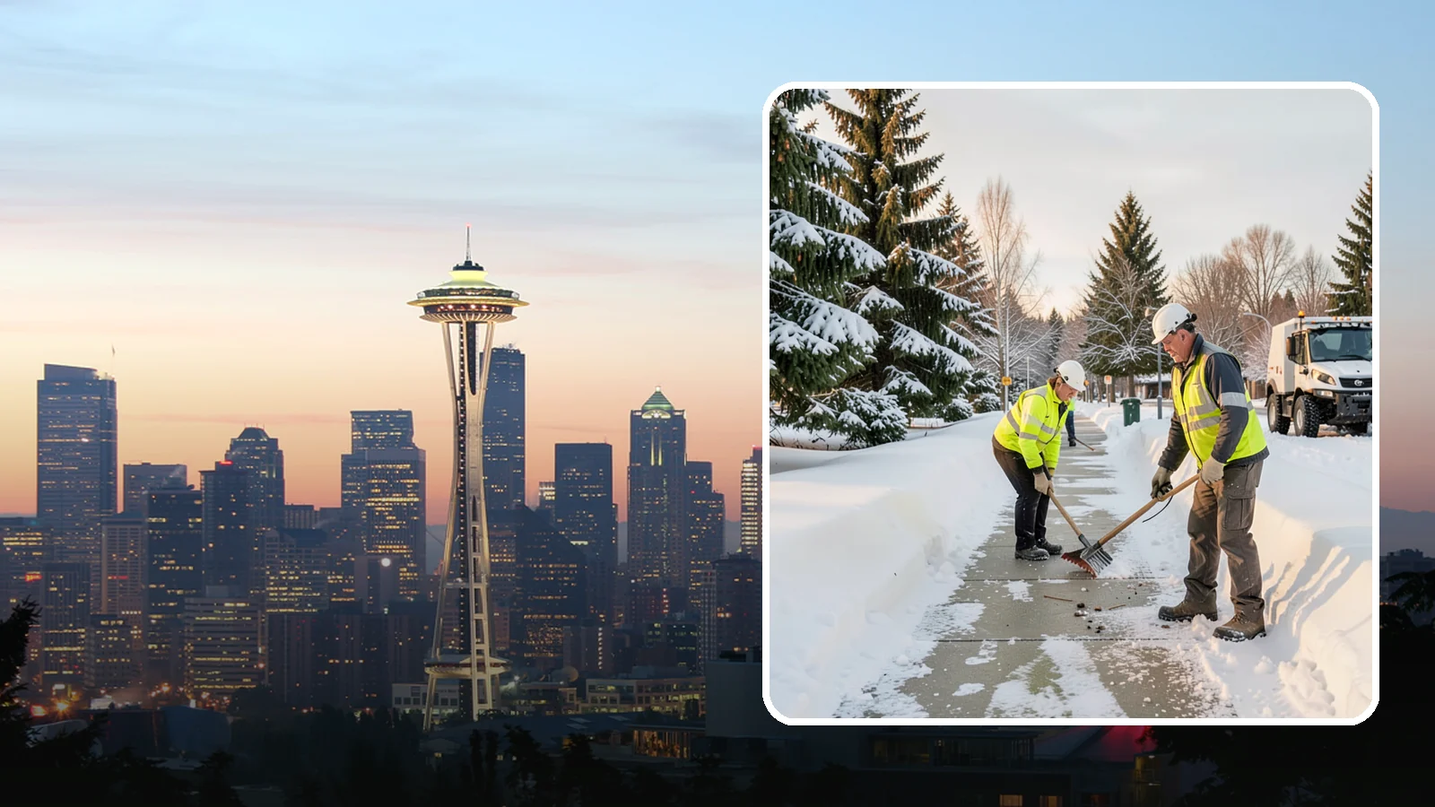 Bank Sidewalk Clearing in Seattle, King County, WA - Branch-entrance sidewalk clearing for Western Washington banks, keeping lobby approaches and ATM vestibule walks safe for...