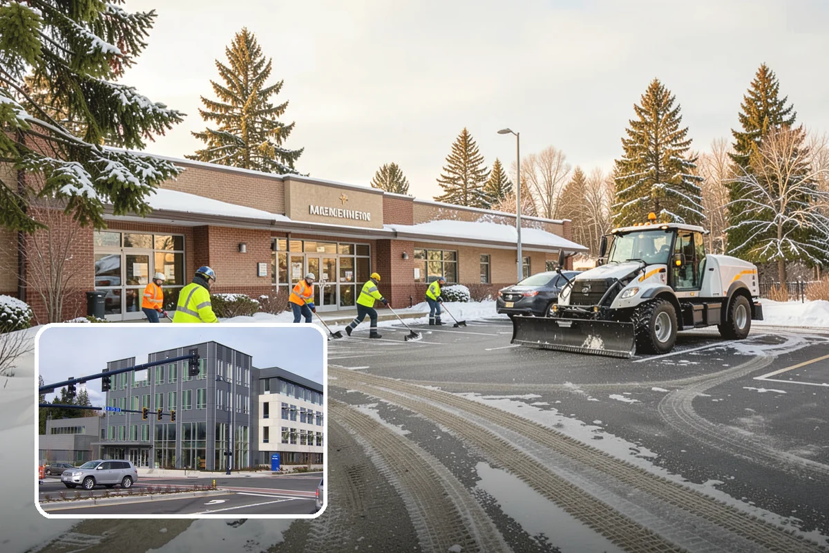 Bank Sidewalk Clearing in Shoreline, King County, WA - Lobby and ATM approaches cleared for every customer