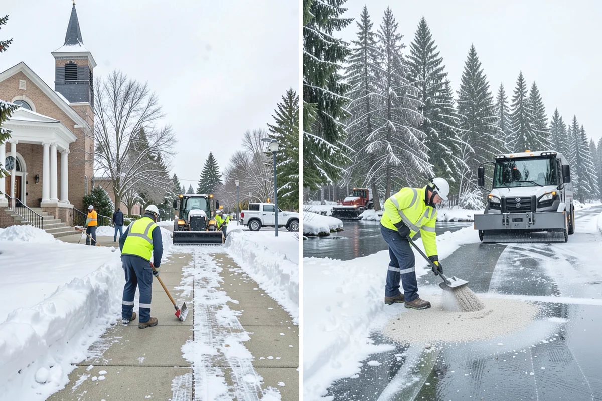 Bank Sidewalk Clearing in South Prairie, Pierce County, WA - Clear the lobby entrance and walk before the branch opens
