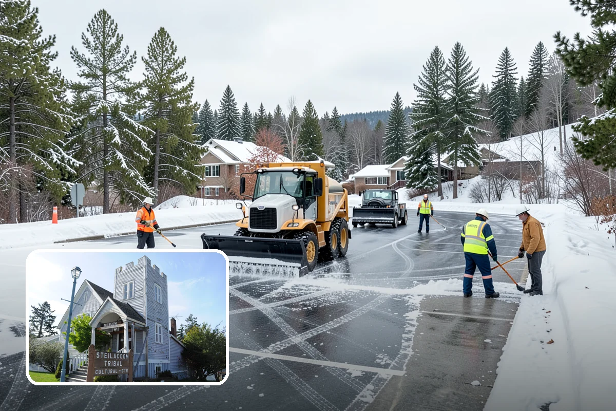 Bank Sidewalk Clearing in Steilacoom, Pierce County, WA - Lobby and ATM approaches cleared for every customer