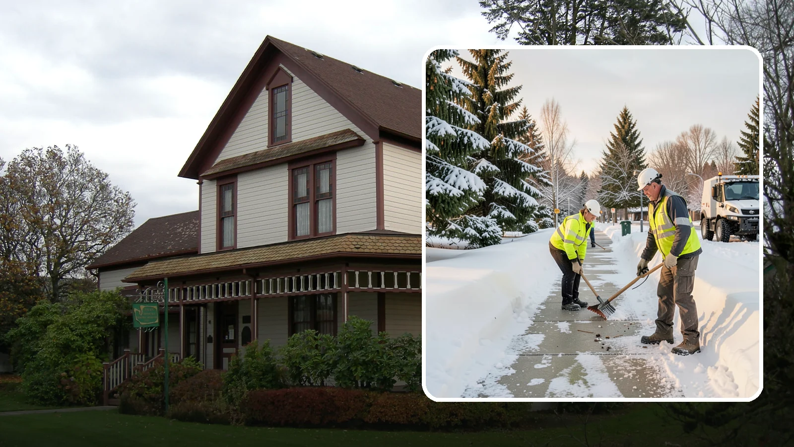 Bank Sidewalk Clearing in Sumner, Pierce County, WA - Branch-entrance sidewalk clearing for Western Washington banks, keeping lobby approaches and ATM vestibule walks safe for...