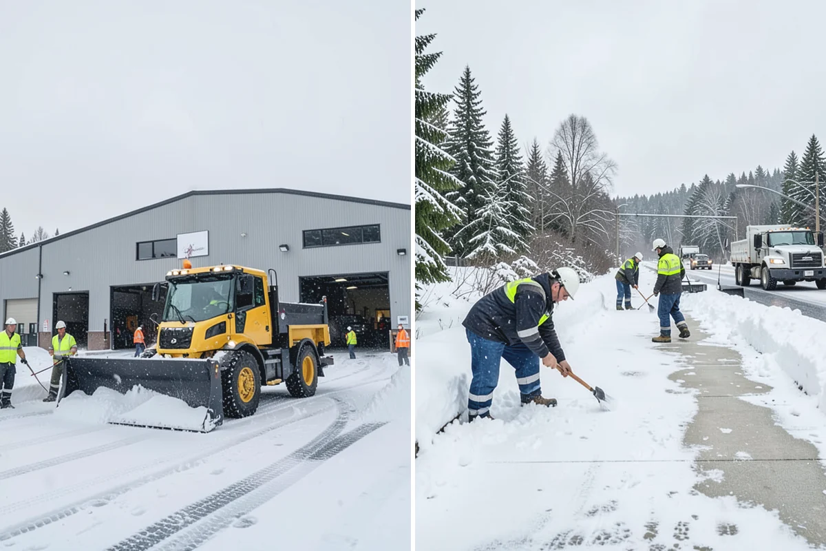 Bank Sidewalk Clearing in Sumner, Pierce County, WA - Clear the lobby entrance and walk before the branch opens