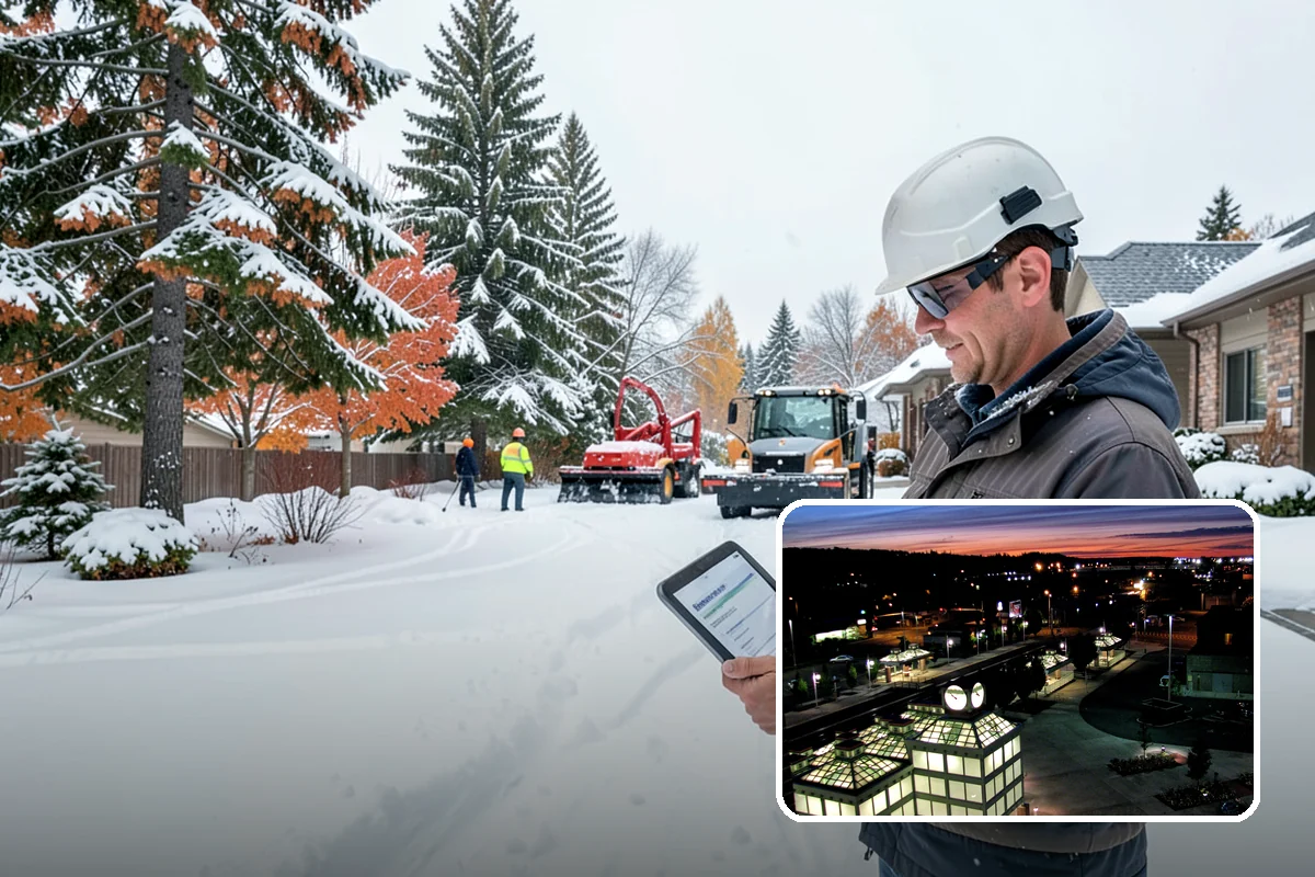 Bank Snow Plowing in Auburn, King County, WA - Customer lot and drive-through lanes cleared before open