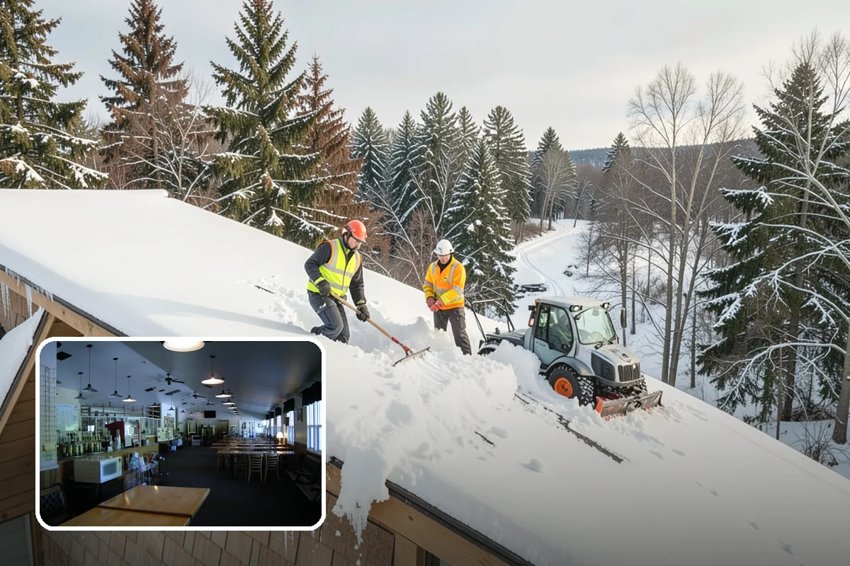 Bank Snow Plowing in Black Diamond, King County, WA - Customer lot and drive-through lanes cleared before open