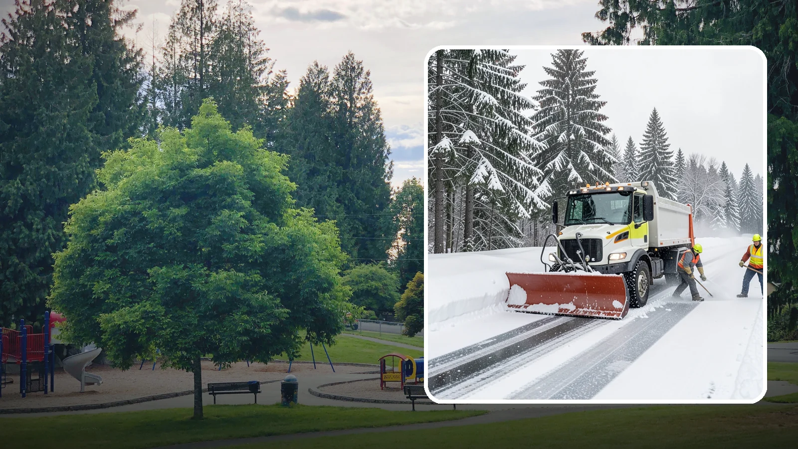 Bank Snow Plowing in Bonney Lake, Pierce County, WA - We plow bank lots, drive-through lanes, and ATM approaches before open so customers transact safely all day.