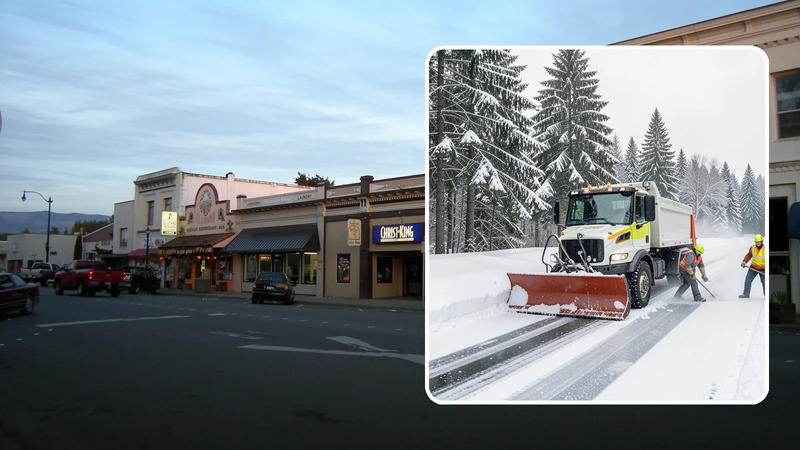Bank Snow Plowing in Burlington, Skagit County, WA - We plow bank lots, drive-through lanes, and ATM approaches before open so customers transact safely all day.