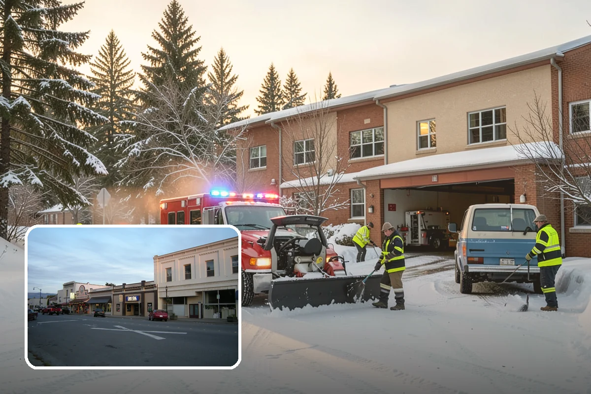 Bank Snow Plowing in Burlington, Skagit County, WA - Customer lot and drive-through lanes cleared before open