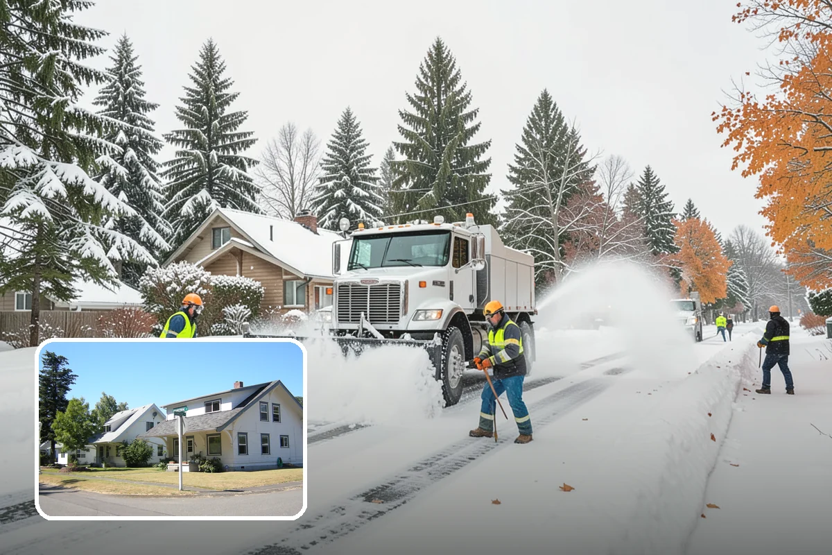 Bank Snow Plowing in DuPont, Pierce County, WA - Customer lot and drive-through lanes cleared before open