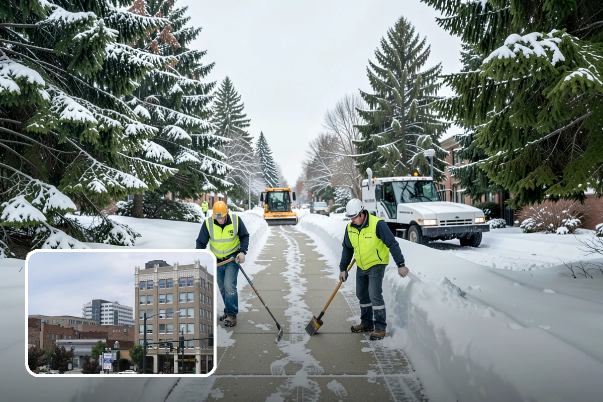 Bank Snow Plowing in Everett, Snohomish County, WA - Customer lot and drive-through lanes cleared before open