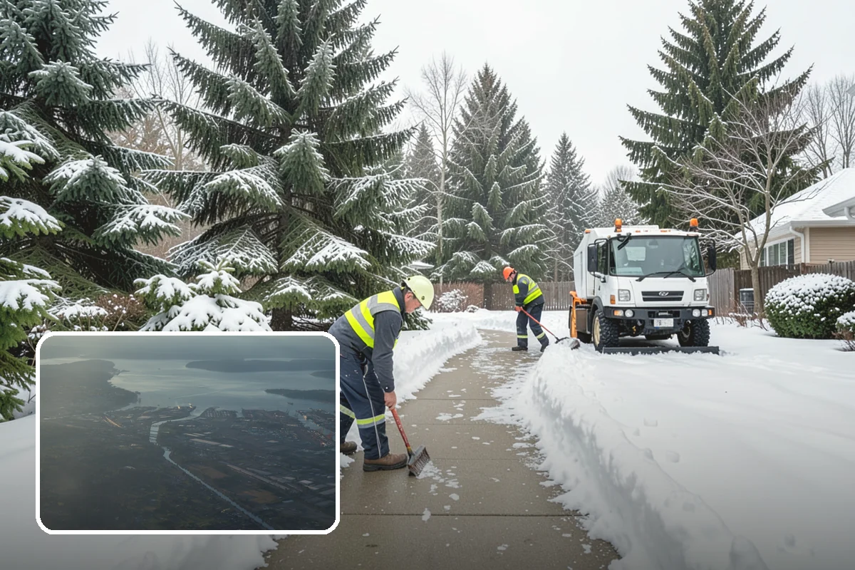 Bank Snow Plowing in Fife, Pierce County, WA - Customer lot and drive-through lanes cleared before open