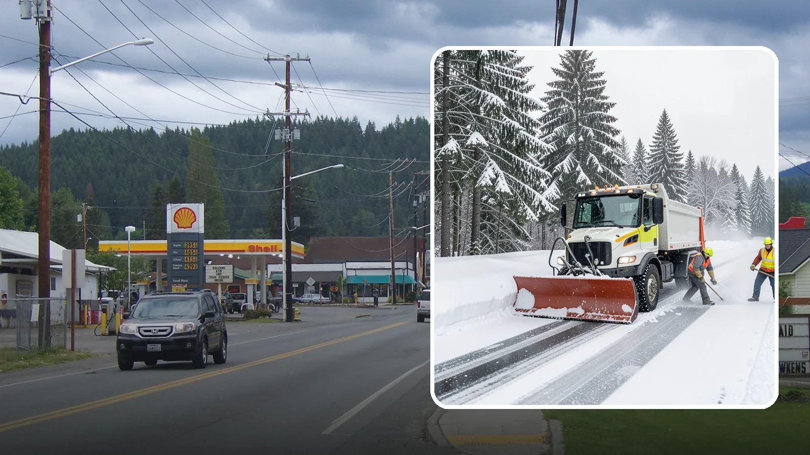 Bank Snow Plowing in Granite Falls, Snohomish County, WA - We plow bank lots, drive-through lanes, and ATM approaches before open so customers transact safely all day.