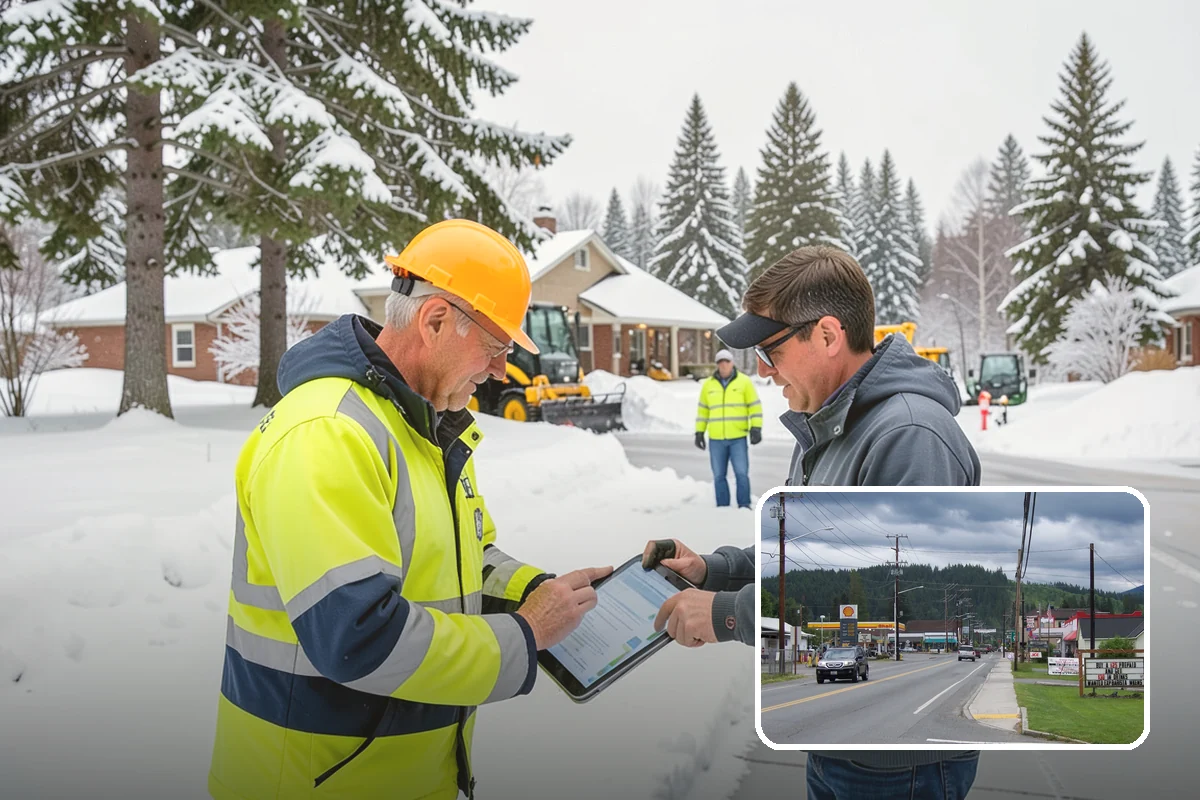 Bank Snow Plowing in Granite Falls, Snohomish County, WA - Customer lot and drive-through lanes cleared before open