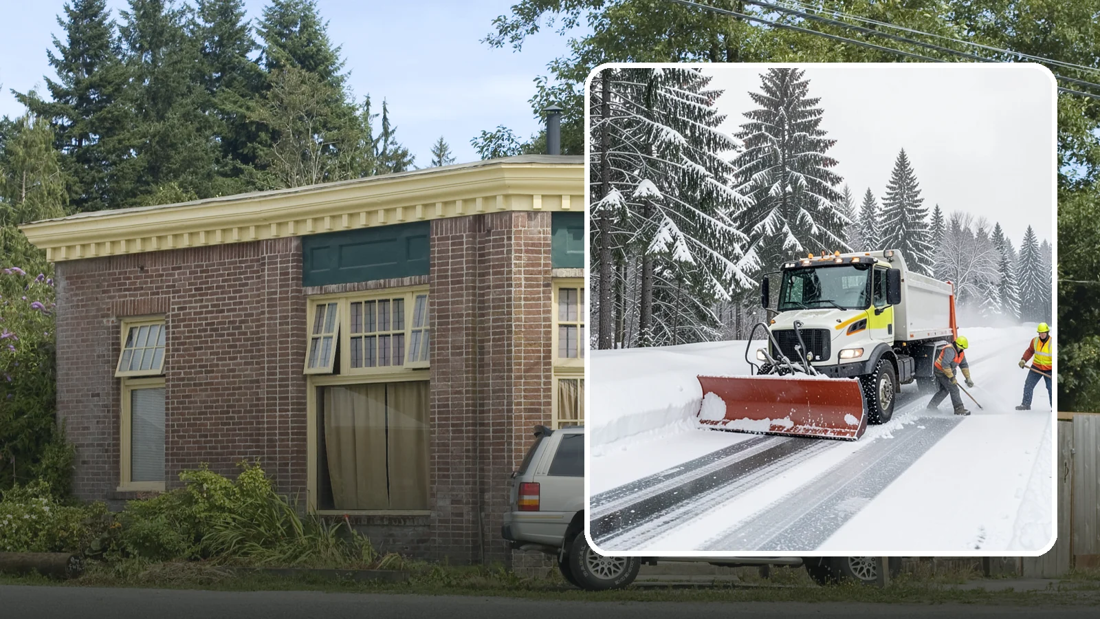 Bank Snow Plowing in Hamilton, Skagit County, WA - We plow bank lots, drive-through lanes, and ATM approaches before open so customers transact safely all day.