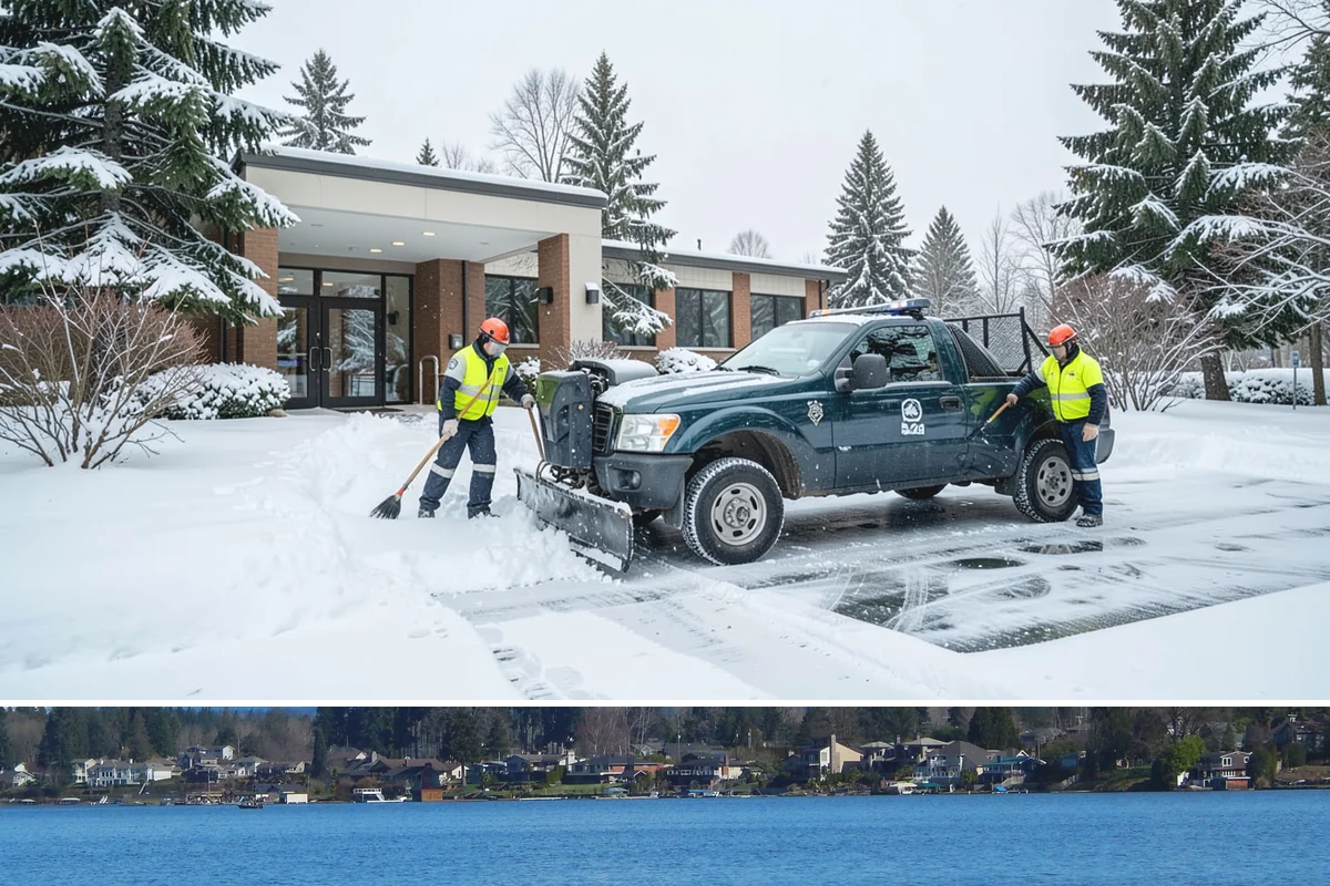 Bank Snow Plowing in Lake Stevens, Snohomish County, WA - Set up service before winter so your lobby, drive-through, and ATM stay open every day.